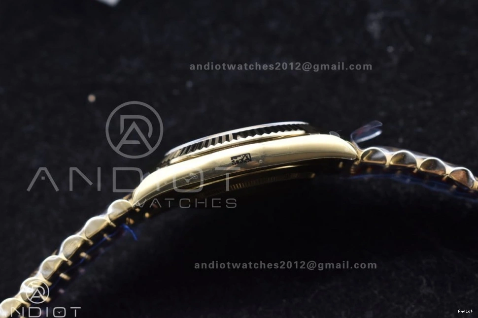 Dial 40 Markers President 701 Crystal GMF A2836 DayDate On 904L RG Black Bracelet Lightweight Steel Tungsten Weighted V with 0725